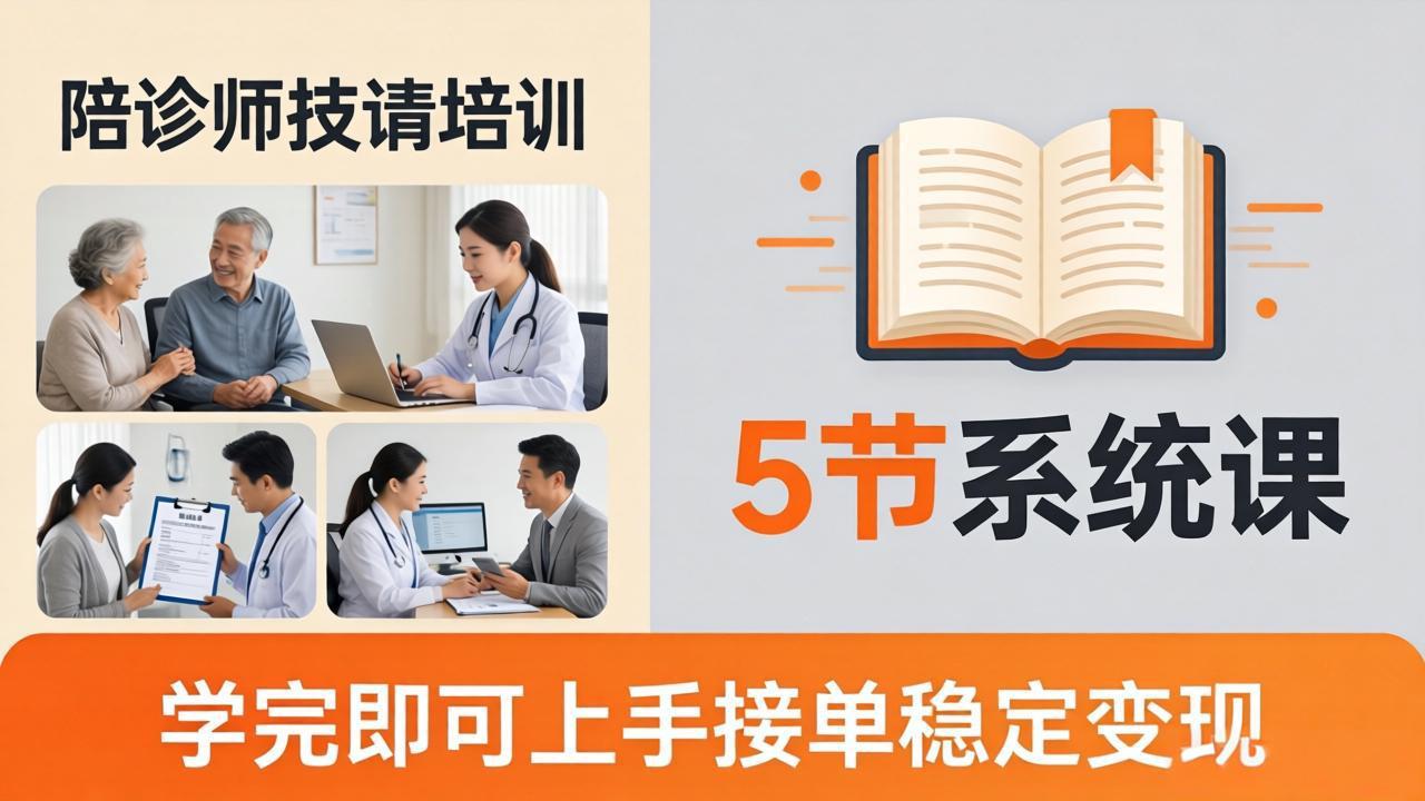 想做陪诊师不知从何下手？5节系统课教你掌握核心技能，学完即可上手接单稳定变现-副业网资源站