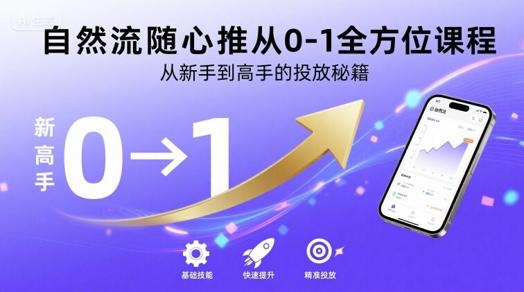 自然流随心推从0-1全方位课程，从新手到高手的投放秘籍-副业网资源站