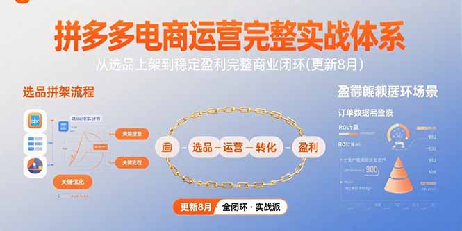 拼多多电商运营完整实战体系，从选品上架到稳定盈利完整商业闭环(更新8月-副业网资源站
