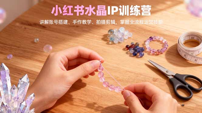 小红书水晶IP训练营，讲解账号搭建、手作教学、拍摄剪辑，全流程运营技能-副业网资源站