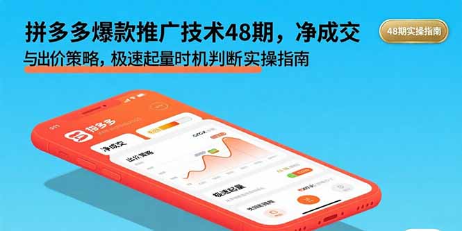 拼多多爆款推广技术48期，净成交与出价策略，极速起量时机判断实操指南-副业网资源站