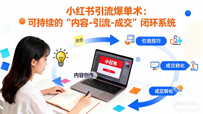 小红书引流爆单术：构建一套低成本 可持续的“内容-引流-成交”闭环系统-副业网资源站