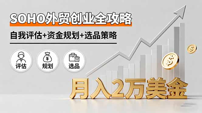SOHO外贸创业全攻略，自我评估+资金规划+选品策略，月入2万美金-副业网资源站