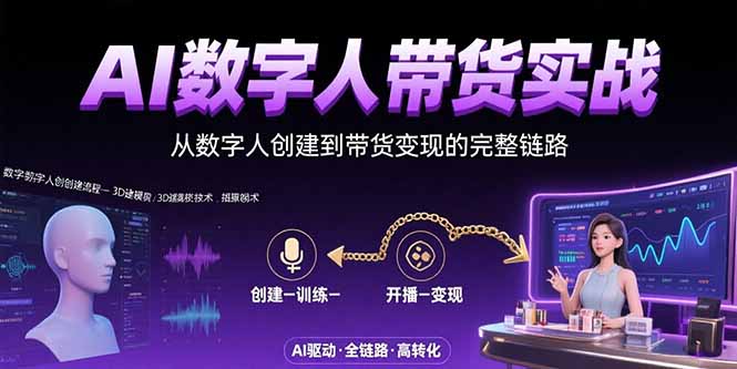 AI数字人+带货实战：从数字人创建到带货变现的完整链路-副业网资源站
