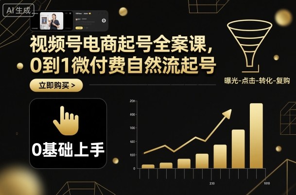 视频号电商起号全案课，0到1微付费自然流起号-副业网资源站