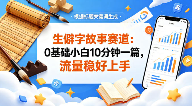 公众号流量主——生僻字故事赛道，流量稳，好上手，0基础小白也能10分钟一篇-副业网资源站