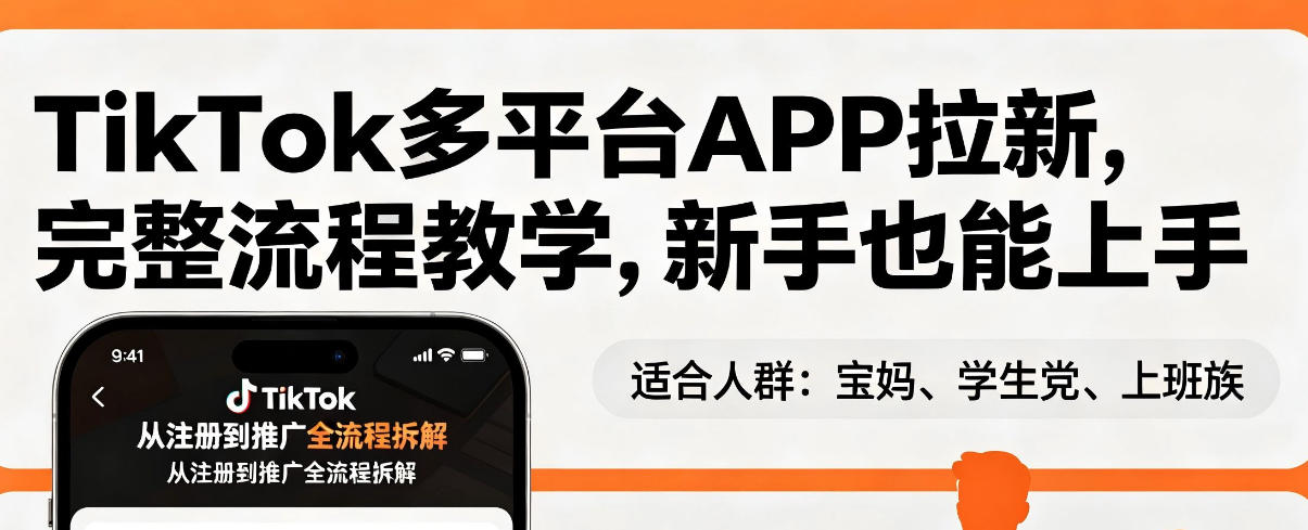 TikTok多平台APP拉新，完整流程教学，新手也能上手，轻松出海搞美金-副业网资源站