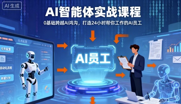 Ai智能体实战课程，0基础跨越Ai鸿沟，打造24小时帮你工作的Ai员工，打破常规，以实战定义Ai-副业网资源站