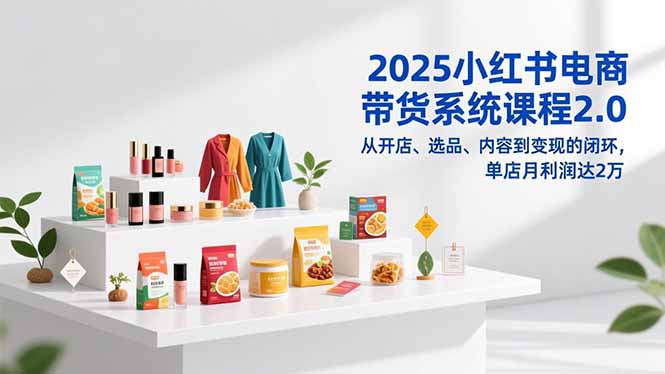 2025小红书电商带货系统课程2.0，从开店、选品、内容到变现的闭环，单店月利润达2万-副业网资源站