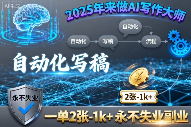 2025年来做AI写作大师，自动化写稿，一单2张-1k+，永不失业副业-副业网资源站