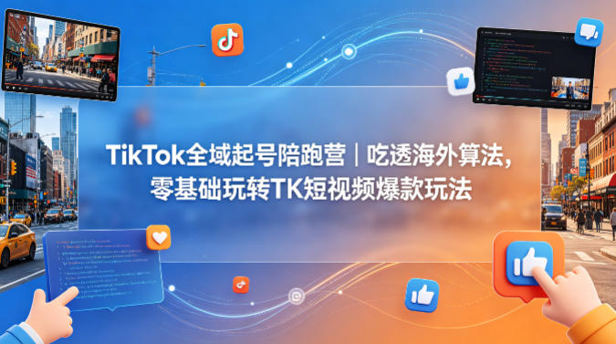 TikTok全域起号陪跑营｜吃透海外算法，零基础玩转TK短视频爆款玩法-副业网资源站