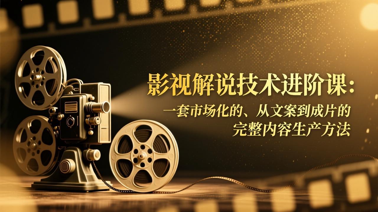 影视解说技术进阶课：一套市场化的、从文案到成片的完整内容生产方法-副业网资源站