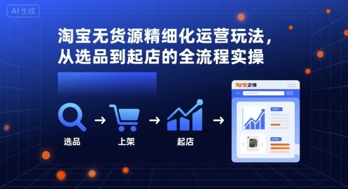 淘宝无货源精细化运营玩法，从选品到起店的全流程实操-副业网资源站