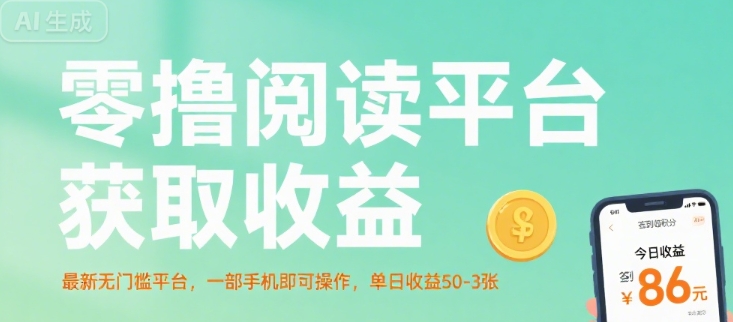 零撸阅读平台获取收益，最新无门槛平台，一部手机即可操作，单日收益50-3张【揭秘】-副业网资源站