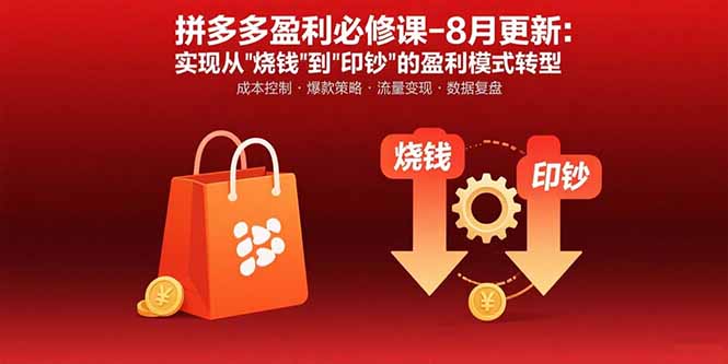 拼多多盈利必修课-8月更新：突破运营瓶颈 实现从烧钱到印钞的盈利模式转型-副业网资源站