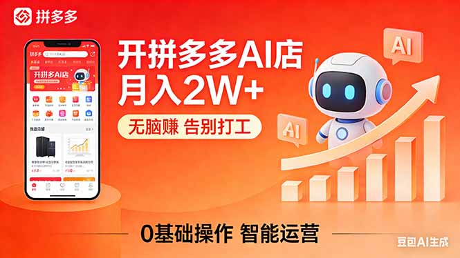 开一家拼多多AI店，月入2W+，无脑赚，告别打工，附SOP手册-副业网资源站