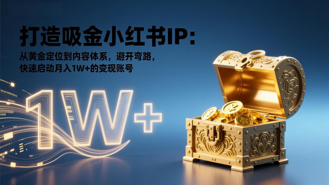 打造吸金小红书IP：从黄金定位到内容体系，避开弯路，快速启动月入1W+的变现账号-副业网资源站