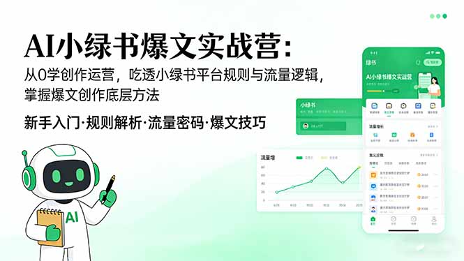 AI 小绿书爆文实战营：从0学创作运营，吃透小绿书平台规则与流量逻辑，掌握爆文创作底层方法-副业网资源站