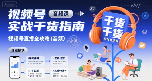 视频号实战干货指南，视频号直播全攻略(音频)-副业网资源站