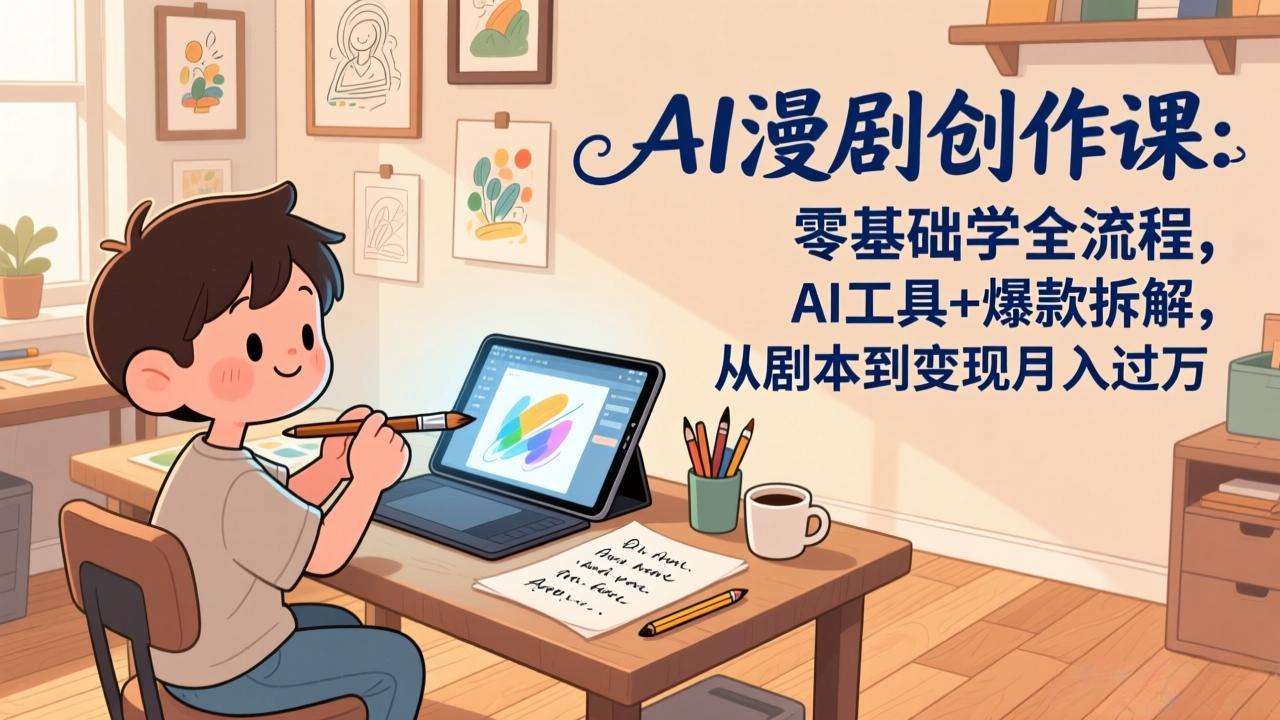 AI漫剧创作课：零基础学全流程，AI工具+爆款拆解，从剧本到变现月入过万-副业网资源站