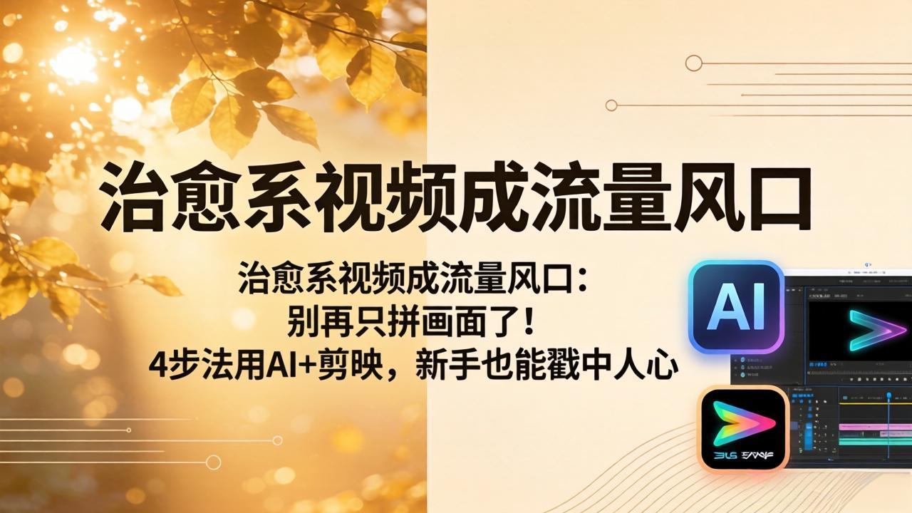 治愈系视频成流量风口：别再只拼画面了！4步法用AI+剪映，新手也能戳中人心-副业网资源站