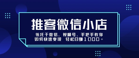 推客微信小店依托于微信、视频号，手把手教你如何快速变现 轻松日入1k+【揭秘】-副业网资源站