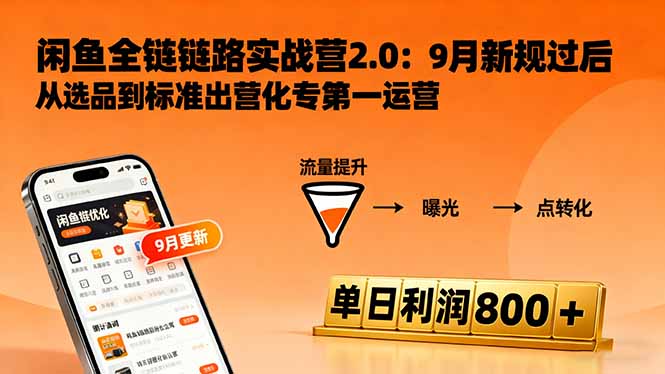 闲鱼变现课3.0：掌握链接优化、流量提升、商业变现，单日利润800+-副业网资源站