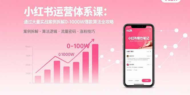 小红书运营体系课：通过大量实战案例拆解0-1000W爆款算法全攻略-副业网资源站