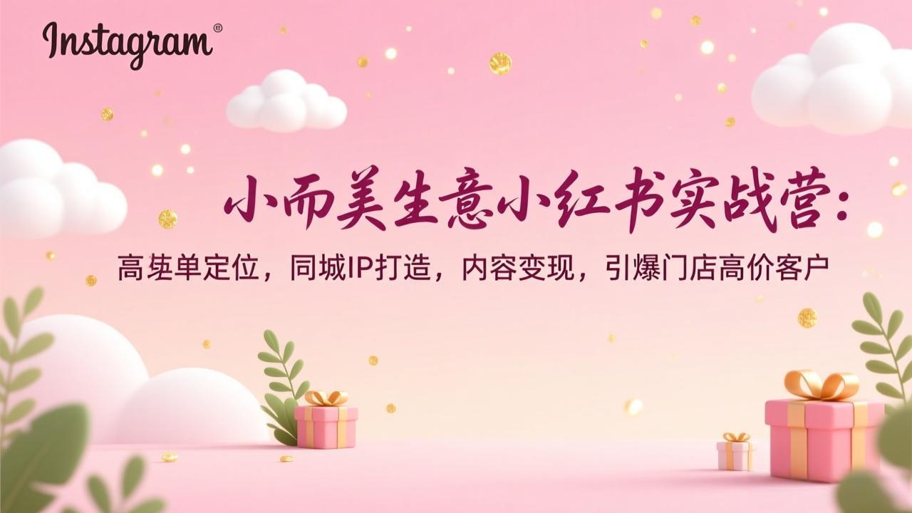 小而美生意小红书实战营：高客单定位，同城IP打造，内容变现，引爆门店高价客户-副业网资源站