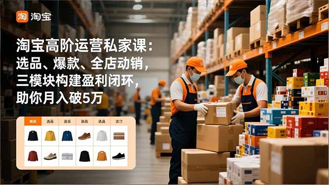 淘宝高阶运营私家课：选品、爆款、全店动销，三模块构建盈利闭环，助你月入破5万(更新12月-副业网资源站