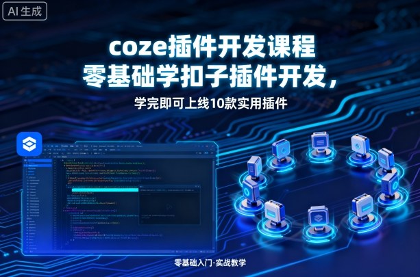coze插件开发课程，零基础学扣子插件开发，学完即可上线10款实用插件-副业网资源站