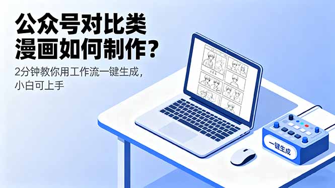 公众号对比类漫画如何制作？2分钟教你用工作流一键生成，小白可上手-副业网资源站