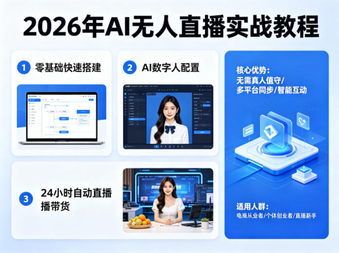 2026年AI无人直播实战教程，零基础也能快速搭建AI数字人无人直播间，实现24小时自动直播带货-副业网资源站