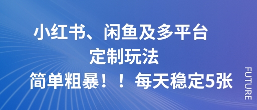 小红书、闲鱼及多平台定制玩法简单粗暴！每天稳定5张-副业网资源站