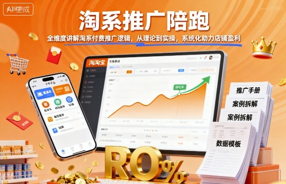 淘系推广陪跑，全维度讲解淘系付费推广逻辑，从理论到实操，系统化助力店铺盈利-副业网资源站