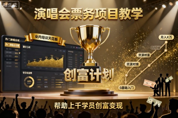 演唱会票务项目教学，业内培训天花板，帮助上千学员创富变现(更新)-副业网资源站