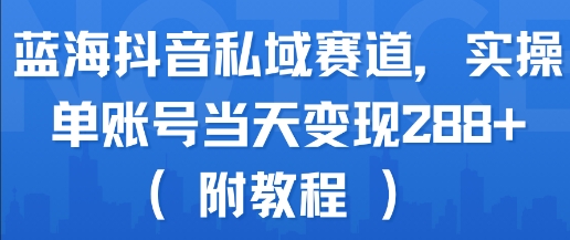 蓝海抖音私域赛道，实操单账号当天变现288+(附教程)-副业网资源站