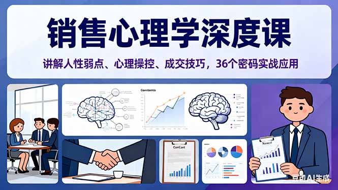 销售心理学深度课，讲解人性弱点、心理操控、成交技巧，36个密码实战应用-副业网资源站