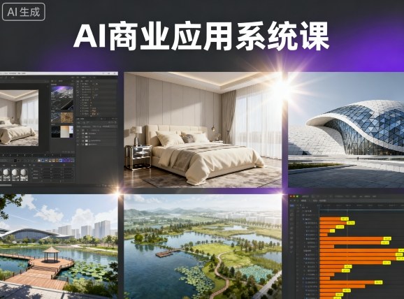 AI商业应用系统课，室内-软装-建筑-景观，智能设计+效果图+动画画实战-副业网资源站