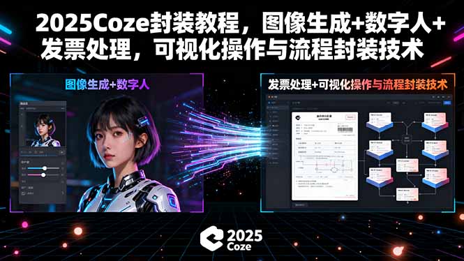 2025Coze封装教程，图像生成+数字人+发票处理，可视化操作与流程封装技术-副业网资源站