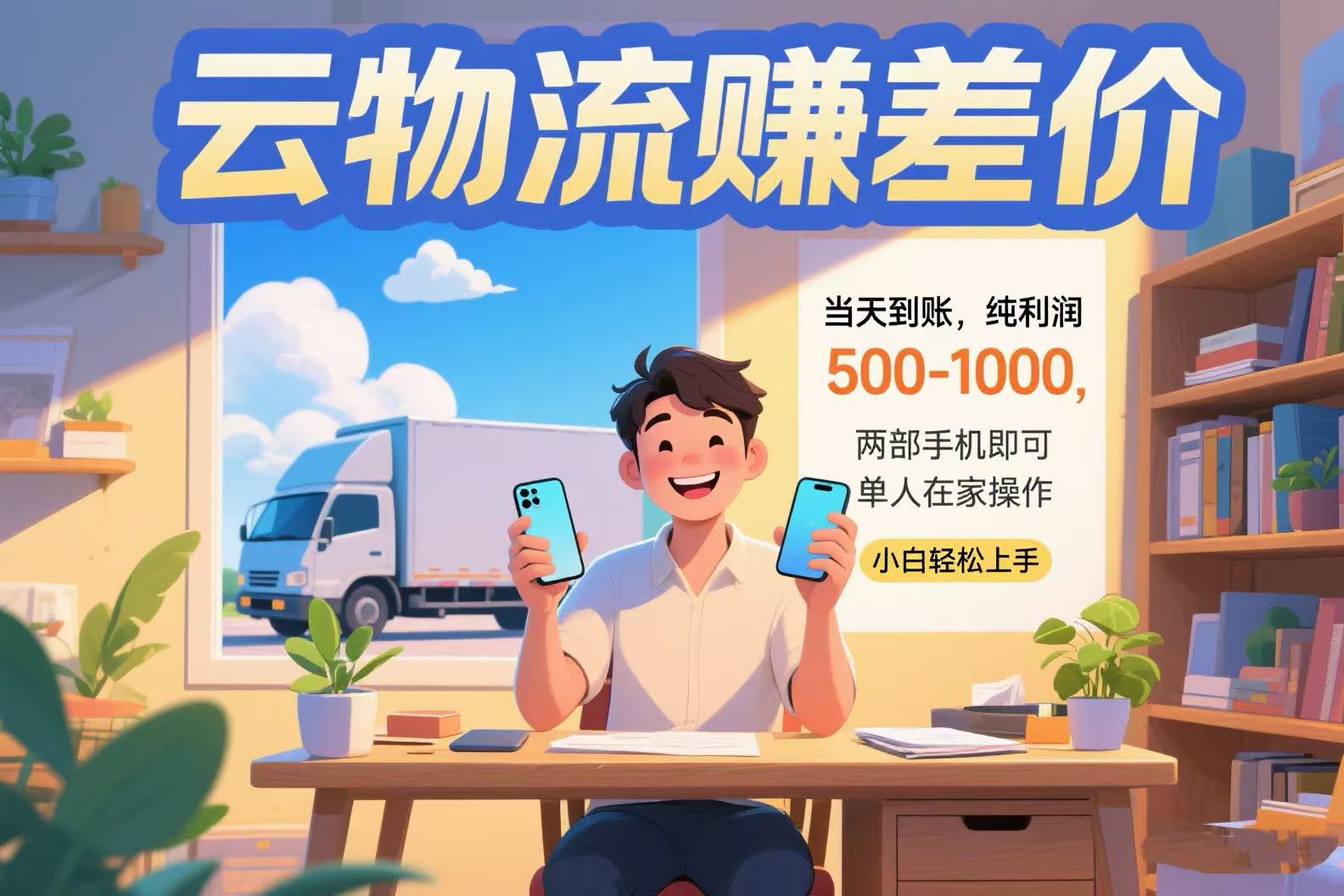 云物流赚差价 当天到账纯利润500-1000 两部手机即可 可单人在家操作 小…-副业网资源站