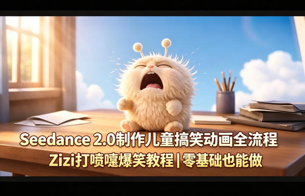 Seedance 2.0制作儿童搞笑动画全流程Zizi打喷嚏爆笑教程｜零基础也能做-副业网资源站