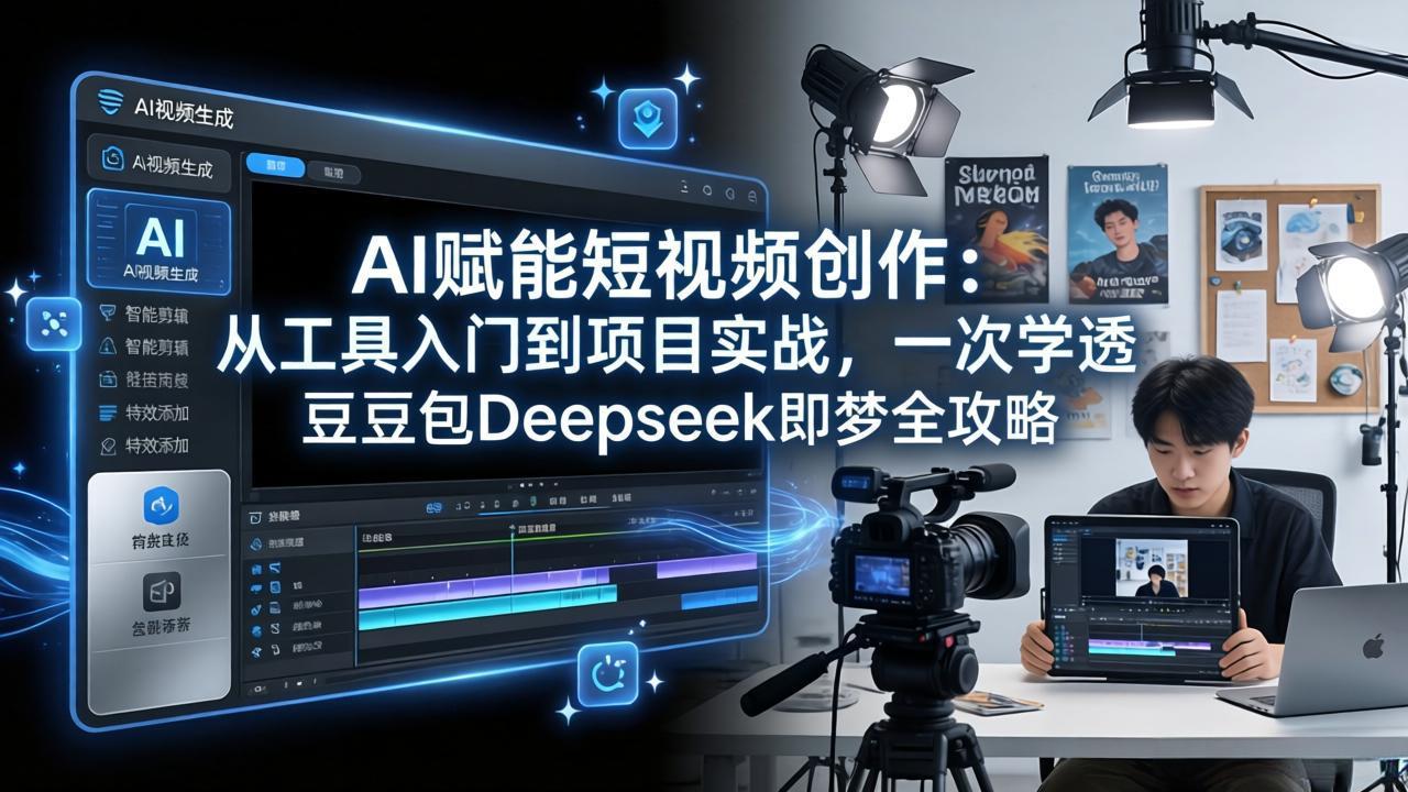 AI赋能短视频创作：从工具入门到项目实战，一次学透豆包Deepseek即梦全攻略-副业网资源站