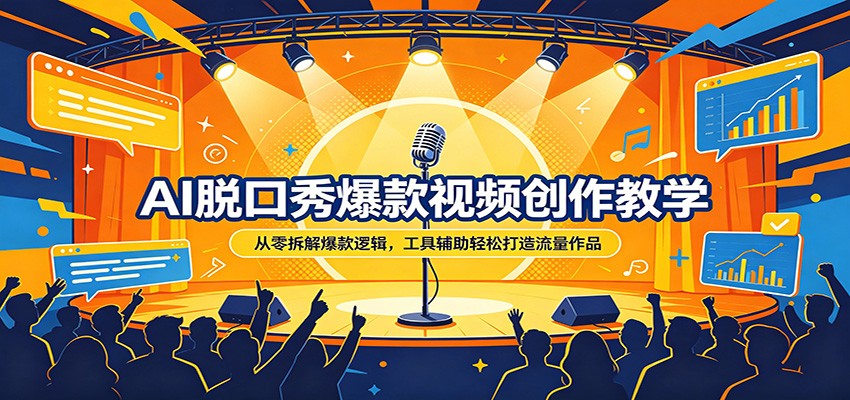 AI脱口秀爆款视频创作教学：从零拆解爆款逻辑，工具辅助轻松打造流量作品-副业网资源站