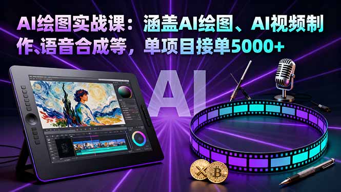 AI绘图实战课：涵盖AI绘图、AI视频制作、语音合成等，单项目接单5000+-副业网资源站