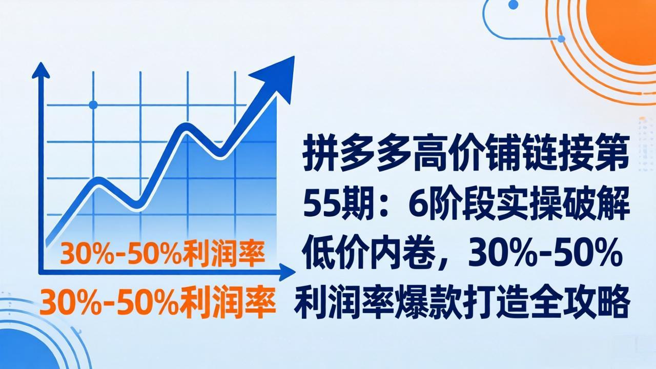 拼多多高价铺链接第55期：6阶段实操破解低价内卷，30%-50%利润率爆款打造全攻略-副业网资源站