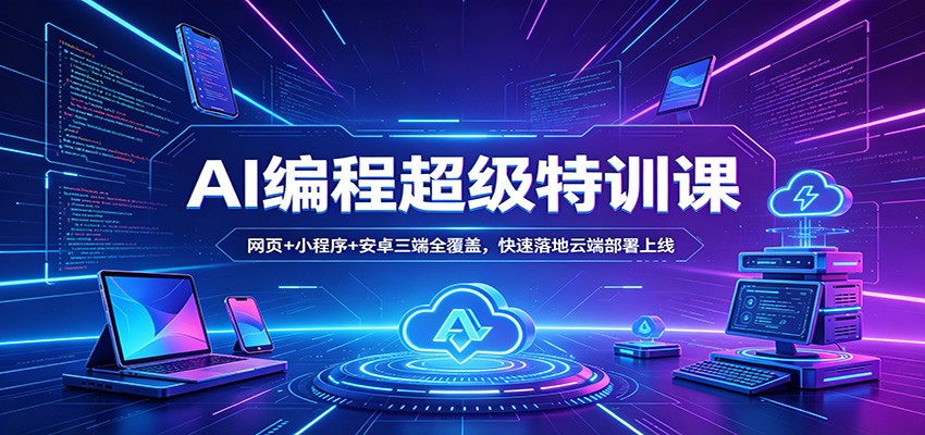 AI编程超级特训课：网页+小程序+安卓三端全覆盖，快速落地云端部署上线-副业网资源站
