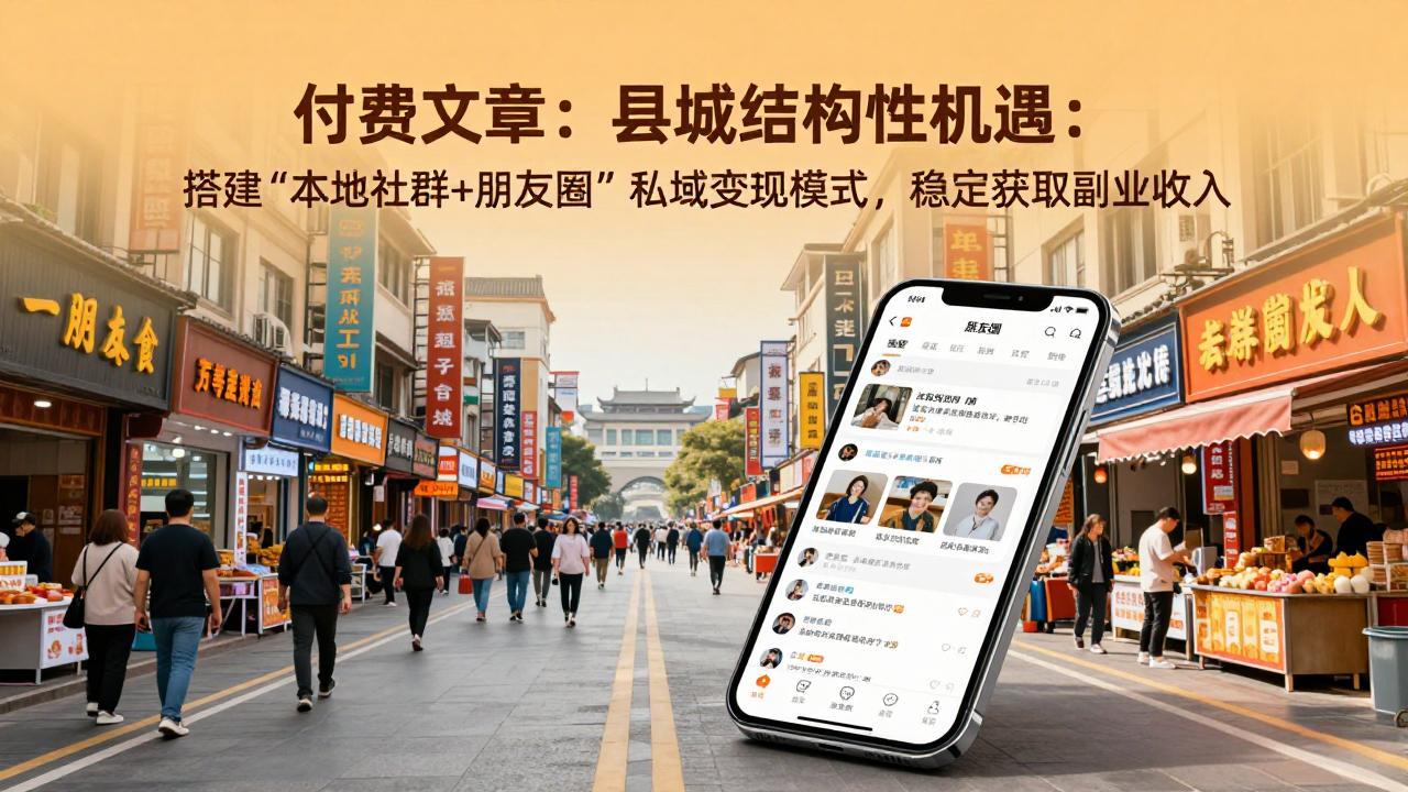 付费文章：县城结构性机遇：搭建“本地社群+朋友圈”私域变现模式，稳定获取副业收入-副业网资源站