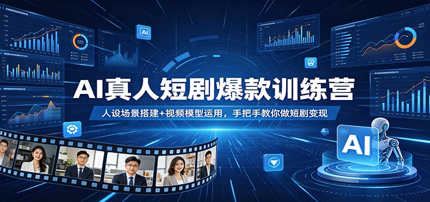 AI真人短剧爆款训练营：人设场景搭建+视频模型运用，手把手教你做短剧变现-副业网资源站