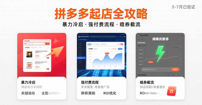 拼多多起店全攻略，暴力冷启，强付费流程，暗券截流，5-7月已验证的方法-副业网资源站